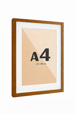 Moldura Quadro Com Vidro E Paspatur De 3 Cm P/ Imagem A4 21x30 cm - FREIJÓ