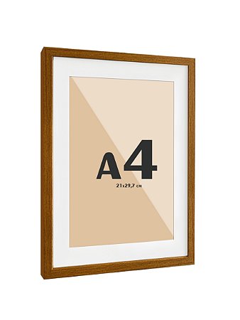 Moldura Quadro Com Vidro E Paspatur De 3 Cm P/ Imagem A4 21x30 cm - FREIJÓ