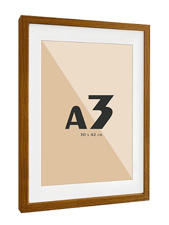 Moldura Quadro Com Vidro E Paspatur De 3 Cm P/ Imagem A3 30x42 - FREIJÓ
