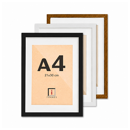 Moldura Quadro Com Vidro E Paspatur De 3 Cm P/ Imagem A4 21x30 cm (2x2)