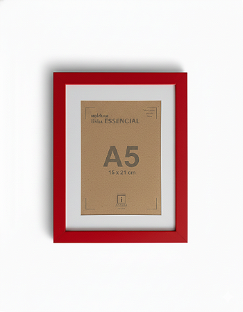 Moldura Quadro A5 15x21 cm com Vidro e Paspatur de 3 cm - Coleção Natal - VERMELHA