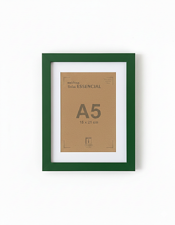 Moldura Quadro Com Vidro E Paspatur De 3 Cm P/ Imagem A5 15x21 - VERDE