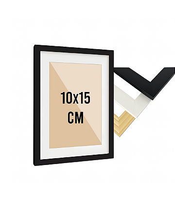 Moldura Quadro A6 10x15 cm P/ Posters Imagens Fotos C/ Paspatur 3cm - C/ Vidro