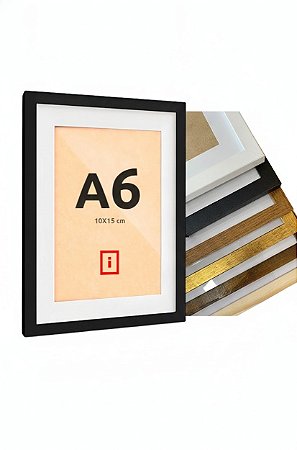 Moldura A6 10x15 C/ Vidro P/ Posters Imagens Fotos C/ Paspatur 3cm (2x1)