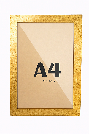 Moldura Imperial Ouro Antigo Premium A4 21x30 cm P/ Posters Imagens Fotos - COM VIDRO