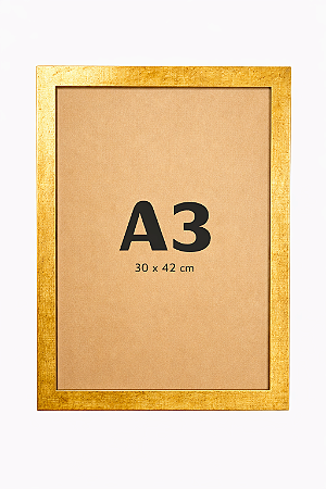 Moldura Imperial Ouro Antigo Premium A3 28x42 cm P/ Posters Imagens Fotos - COM VIDRO