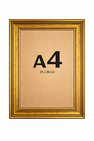 Moldura A4 Dourada Versailles 21x30 cm Clássica Dourada Sem Paspatur P/ Imagens Fotos