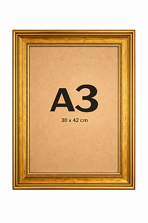 Moldura A3 30x42cm Dourada Versailles Clássica Dourada Sem Paspatur P/ Imagens Fotos
