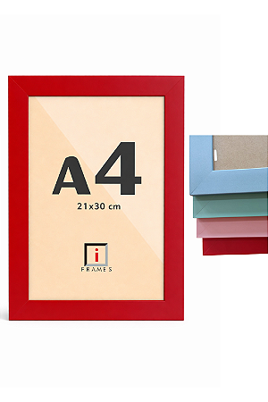 Moldura Quadro A4 21x30 cm P/ Posters Imagens Fotos - COM VIDRO - Linha Colors