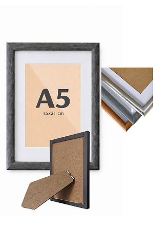 Porta-Retrato A5 15x21 cm Com Paspatur P/ Imagens Fotos C/ Vidro - Linha Origem