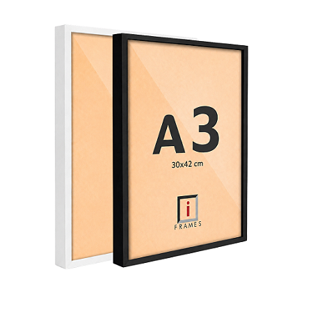 Moldura A3 30x42 cm Caixa Alta Perfil 3x1,5 Quadro Poster - Com Vidro