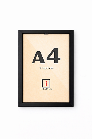 Moldura Quadro A4 21x30 cm P/ Posters Imagens Fotos - Perfil 1,5x1 cm - COM VIDRO