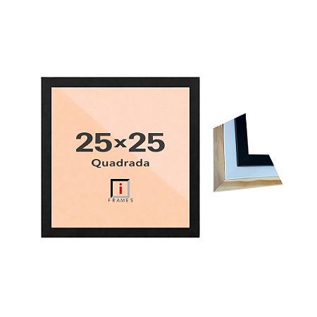 Moldura Quadro 25x25 cm P/ Posters Fotos - COM VIDRO