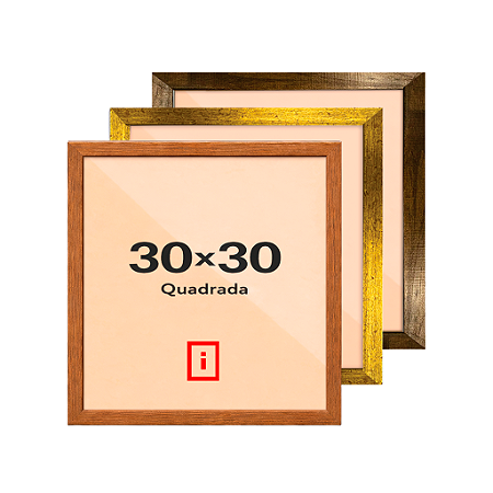 Moldura Quadrada 30x30 cm COM VIDRO - P/ Imagens Fotos