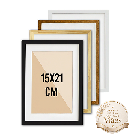 KIT 10 Molduras Quadro A5 15x21 cm P/ Posters Imagens Fotos C/ Paspatur 3cm - C/ Vidro
