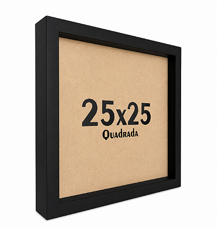 Moldura Quadro Caixa Alta 25x25 Com Espaçamento Interno De 3cm - PRETA