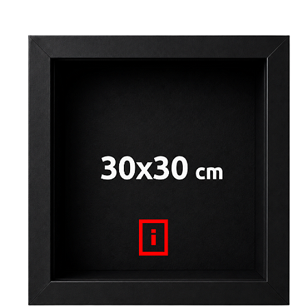 Moldura Caixa Alta 30x30 cm Com Espaçamento Interno De 5 cm - PRETA