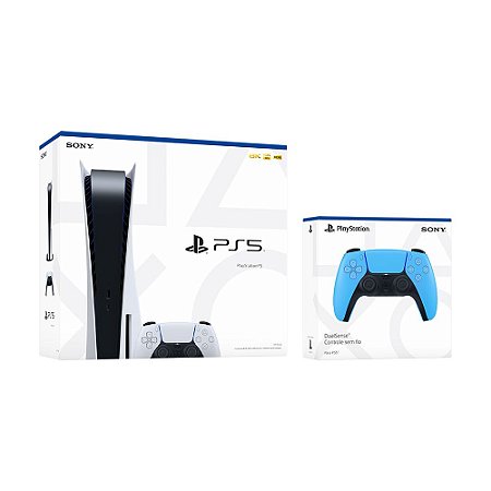 Bundle Console PlayStation 5 com disco + Controle sem fio DualSense Starlight Blue Sony - PS5