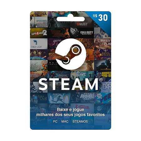Cartão Presente Steam Brasil R$30