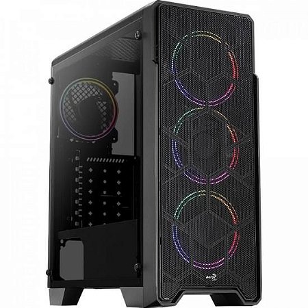 Gabinete Gamer Aerocool Ore Saturn, ATX, Mid Tower, 3x Coolers Frontais, Lateral em Acrílico, Preto