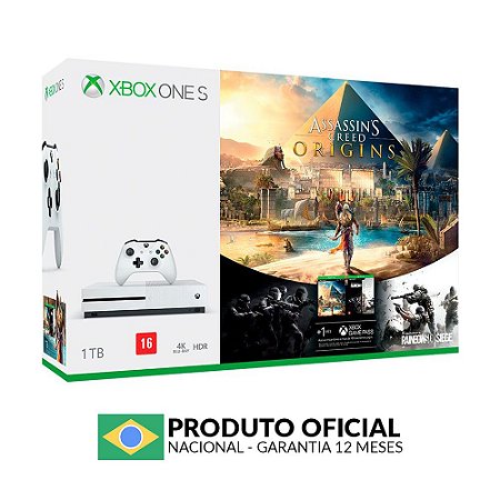 Console Xbox One S 1TB + Assassin's Creed Origins + Rainbow Six Siege - Microsoft