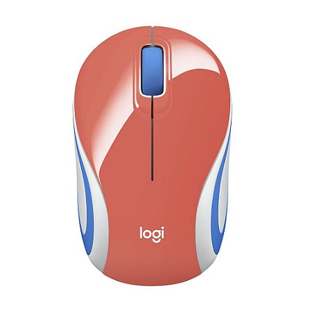 Mini Mouse sem fio Logitech M187 com Design Ambidestro, USB, Plug and Play, Pilha Inclusa, Coral - 910-005362