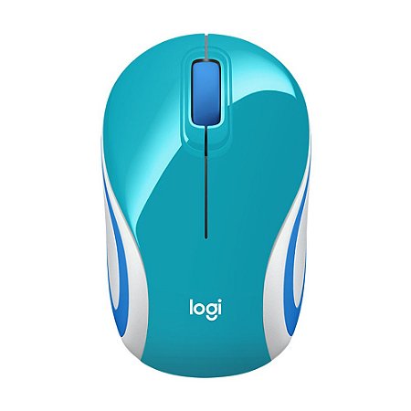 Mini Mouse sem fio Logitech M187 com Design Ambidestro, USB, Plug and Play, Pilha Inclusa, Verde Água - 910-005363