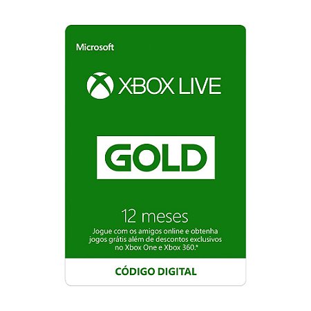 Cartão Xbox Live Gold 12 meses - Microsoft - ShopB - 12 anos!