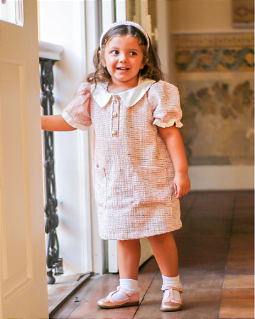 Vestido Infantil Leonor -  Tweed Rosa