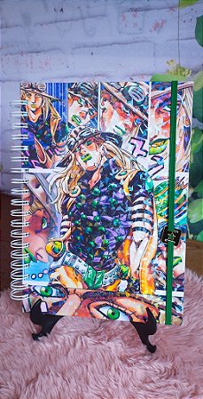 GYRO ZEPPELI Caderno Médio (A5 )  e Escolar  05 ou 10 matérias (Jojo's Bizarre Adventure)