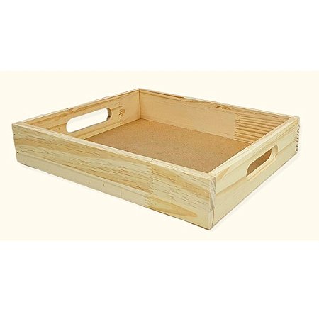 Bandeja em pinus  alça reta 34x27x6cm