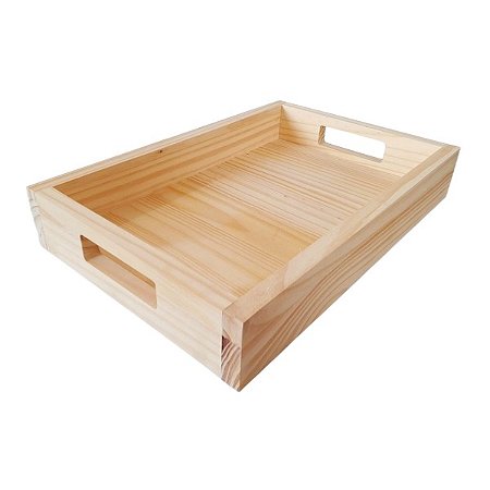 Bandeja em pinus alça reta 43x28x7cm