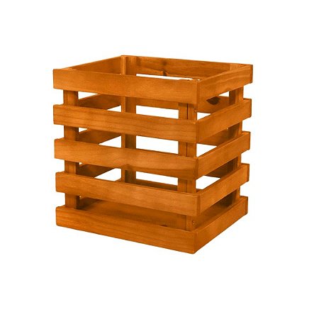 Caixote em pinus 37x37x30cm  cor Imbuia
