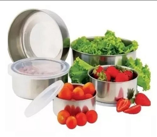Conjunto inox com tampa plastica