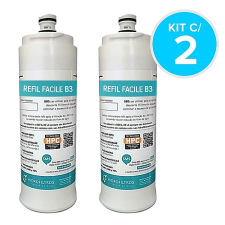 Refil Facile B3 para Purificador Economy Fit B3 Hidrofiltros - Kit com 2