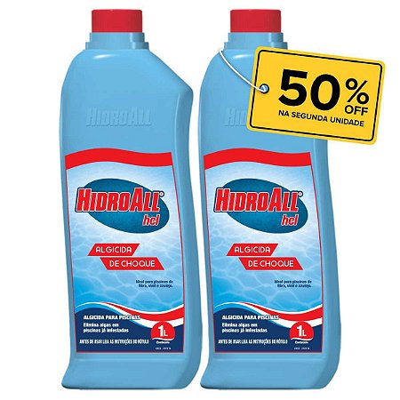 Combo Algicida de Choque HCL HidroAll - Kit com 2 Litros