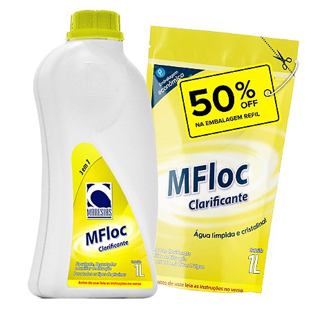 Combo Clarificante 3 em 1 MFloc Maresias 1 litro + Refil 1 litro