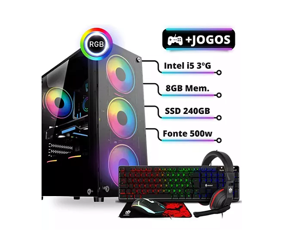 Computador Gamer Barato Completo Ryzen 5 + Kit Game+ Cadeira