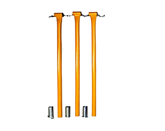 3 Cano Pedestal P/ Corrente Estacionamento + 3 Luvas Fixação Amarelo