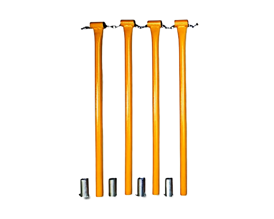 4 Cano Pedestal P/ Corrente Estacionamento + 4 Luvas Fixação Amarelo