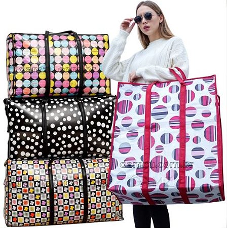 Kit 2un Sacola Sacolão Ziper Mudança Bolsa Viagem Gg 80cm