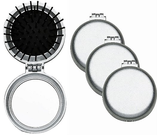 Escova Com Espelho de Bolsa Personalização Colorida 50 Peças