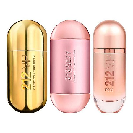 Combo 3 Perfumes Femininos 212 Vip + 212 Sexy e 212 Vip Rosé 100ml -  Essência Parfum