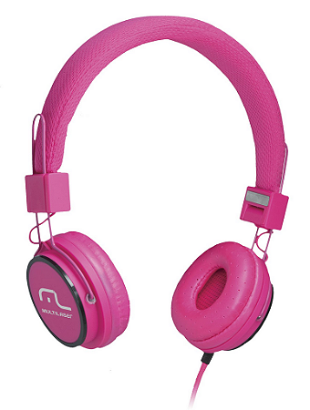 Headphone Head Fun com Microfone P2 3,5mm Hi-Fi Rosa Multila