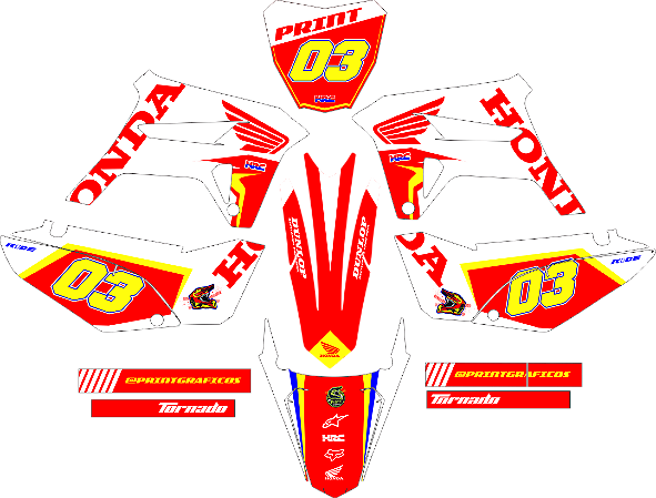 KIT ADESIVOS GRAFICOS HONDA TORNADO 250 BIKER MOTOCROSS