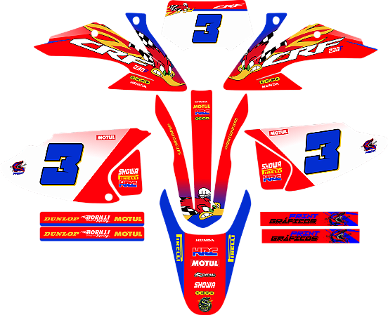 KIT ADESIVOS GRAFICOS CRF230 2008 A 2014 MOTOCROSS PicaPAu