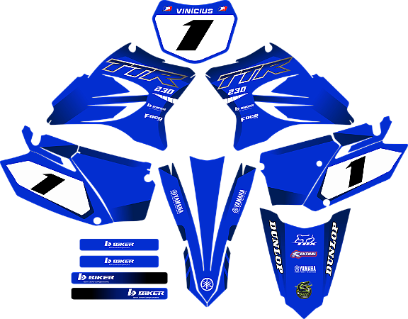 KIT ADESIVOS GRAFICOS TTR230 BIKER  MOTOCROSS YAMAHA