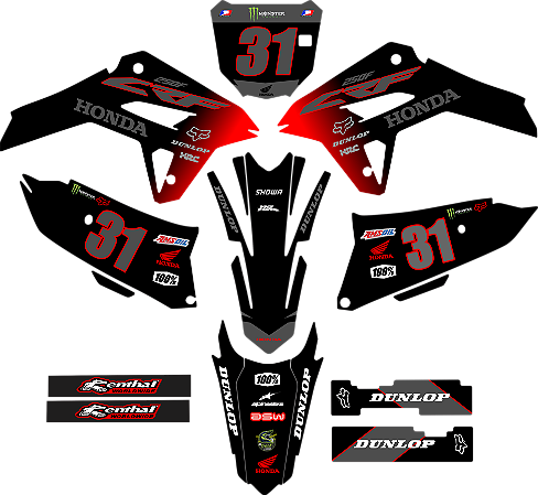 KIT ADESIVOS GRAFICOS CRF250f F21 AMX MOTOCROSS