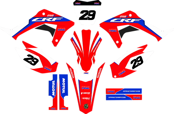 KIT ADESIVOS GRAFICOS CRF250f ORIGINAL MOTOCROSS