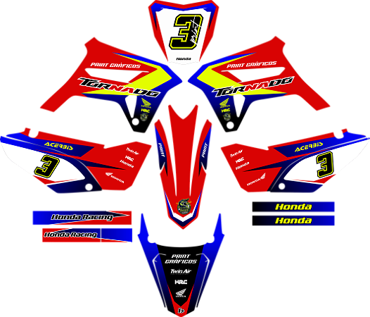 KIT ADESIVOS GRAFICOS HONDA TORNADO 250 BIKER MOTOCROSS PRINT